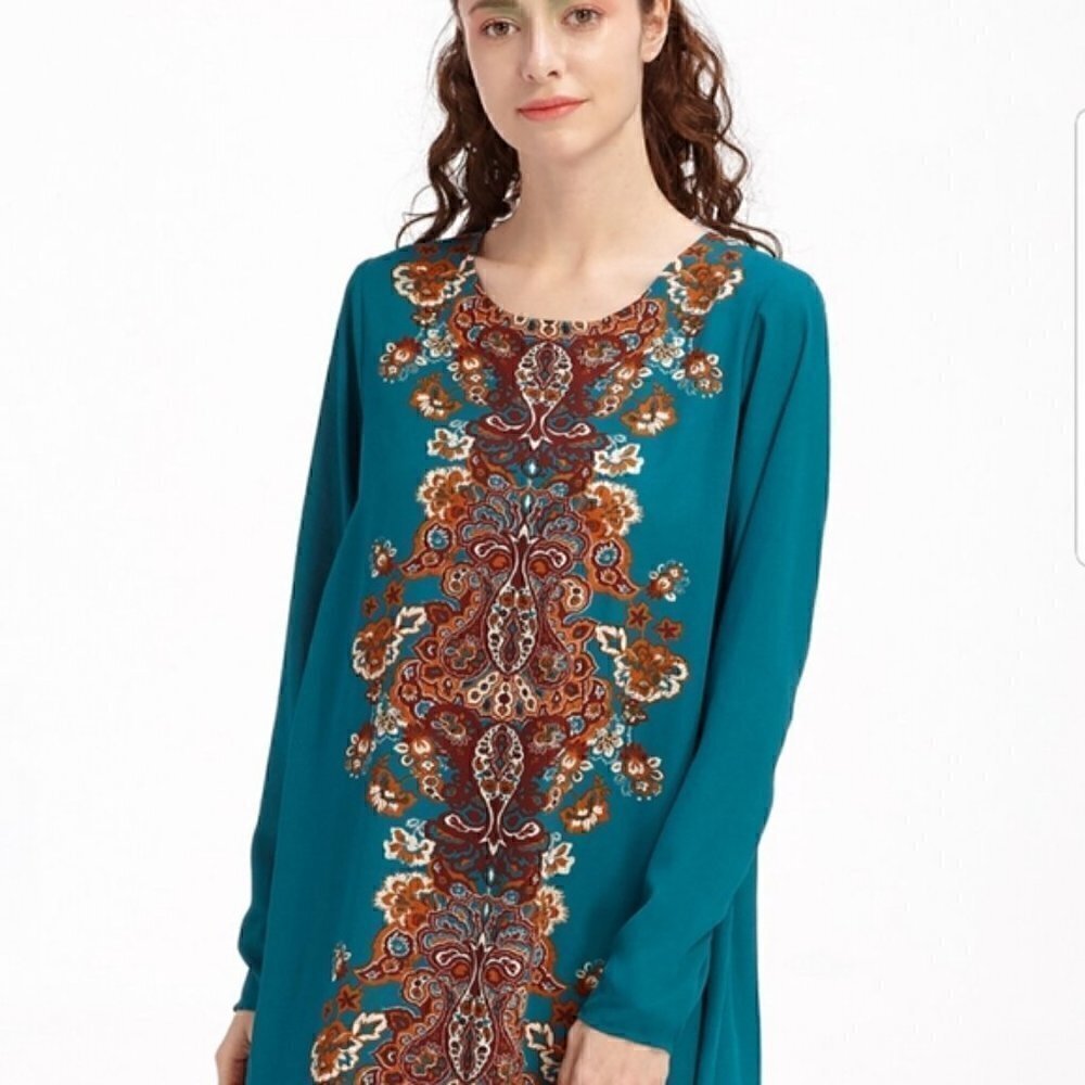 NWT Xhilaration  Persian Green Paisley Dress